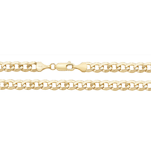 9ct yellow gold flat bevelled curb chain