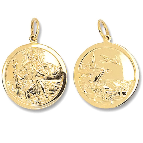 9 Carat Yellow Gold Round Saint Christopher Pendant