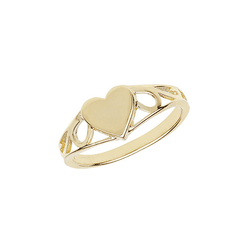 9 carat yellow gold heart shape signet