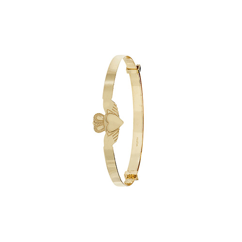 9 carat yellow gold claddagh baby bangle