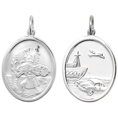 Sterling Silver Oval St Christopher
