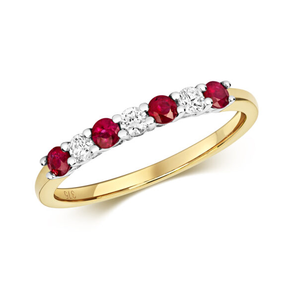 9 carat yellow gold ruby and diamond eternity ring