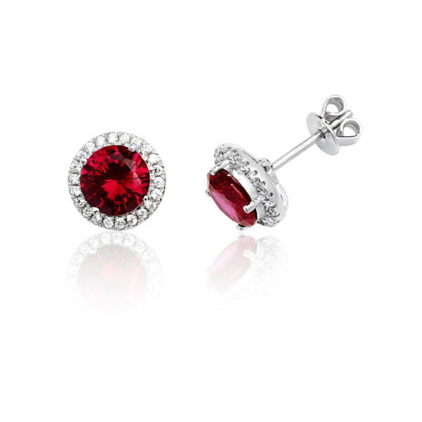 silver red and white cz earrings