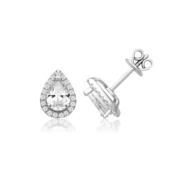 silver cubic zirconia halo earrings