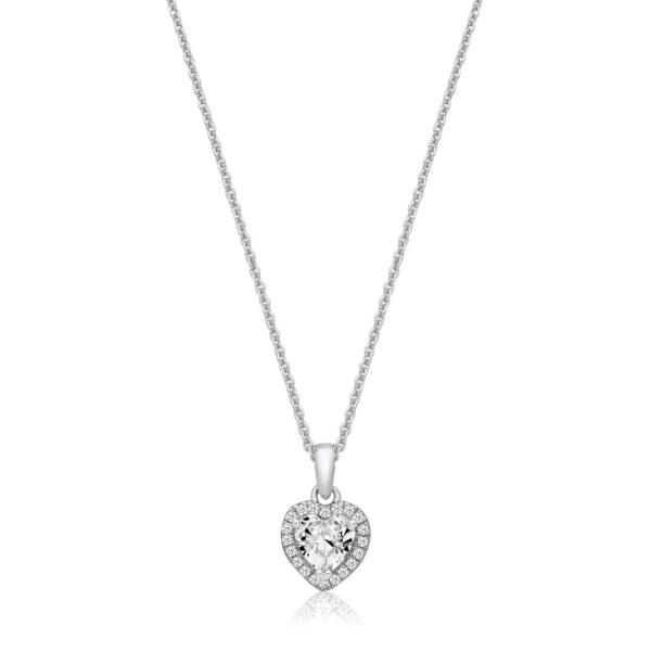 Silver Heart CZ Pendant And Chain