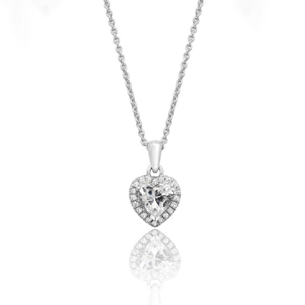silver heart cz pendant & chain
