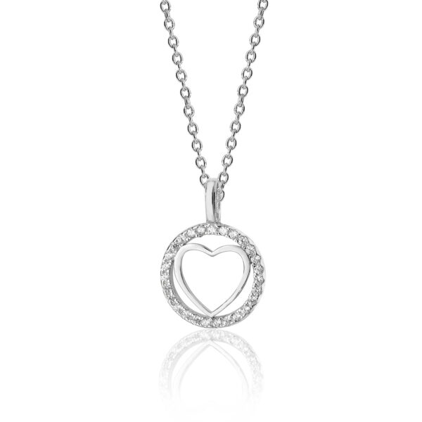 Sterling silver cz heart shape pendant and chain