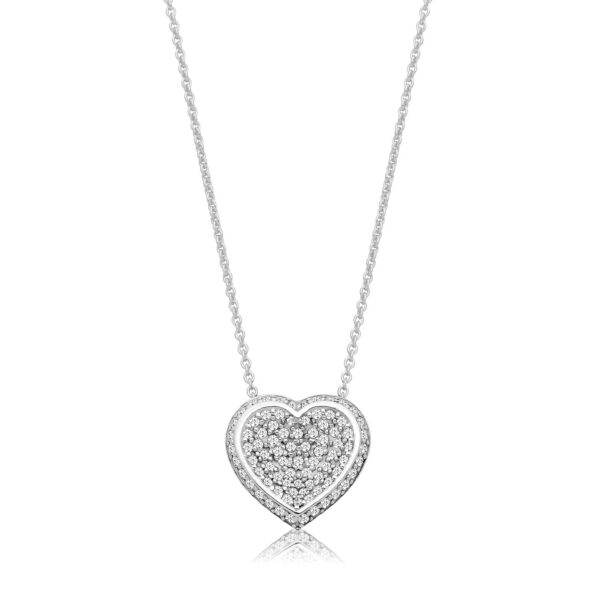 Silver Heart CZ Pendant And Chain