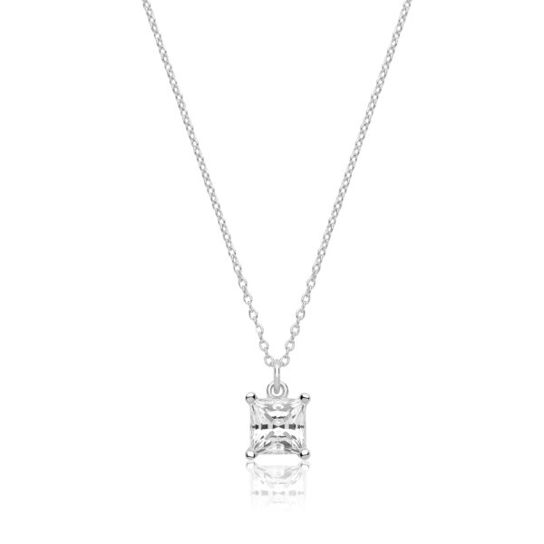 silver cz pendant and chain