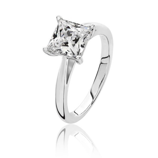 SILVER SQUARE CZ RING