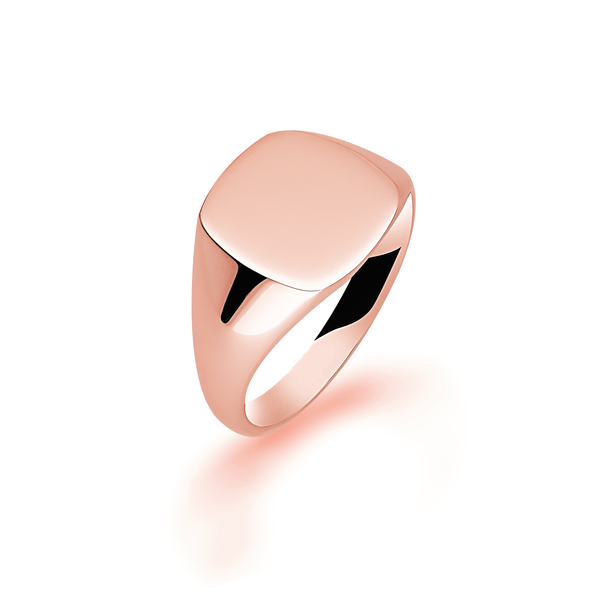 9 carat rose gold cushion signet ring