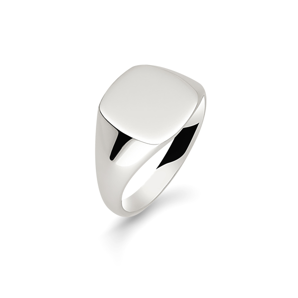 cushion shape argentium signet ring