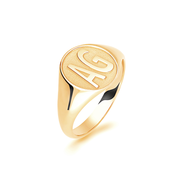 9 carat yellow gold initials signet ring