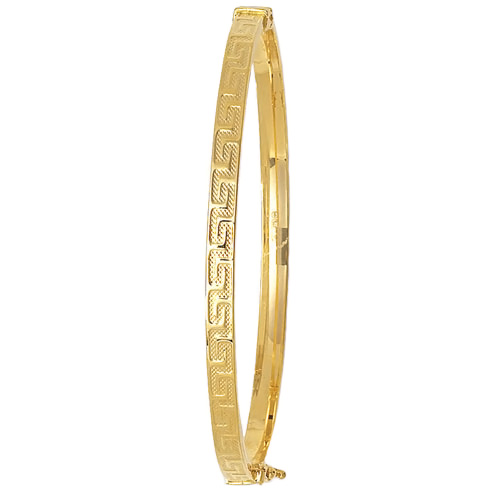 9 cart yellow gold greek key design bangle