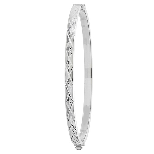 sterling silver diamond cut hinged bangle