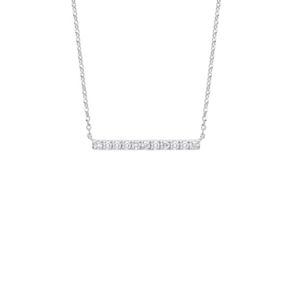 9 carat white gold diamond bar necklace