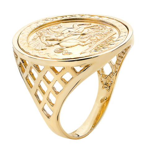 9 carat yellow gold st george ring