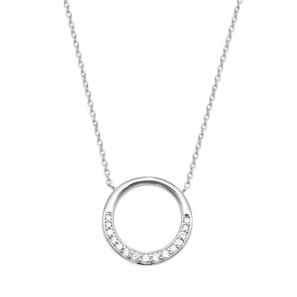 sterling silver halo cz pendant and chain
