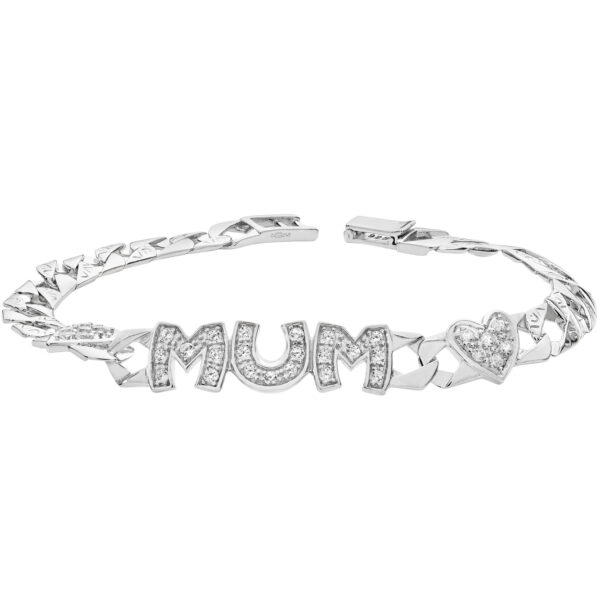 sterling silver cz mum bracelet