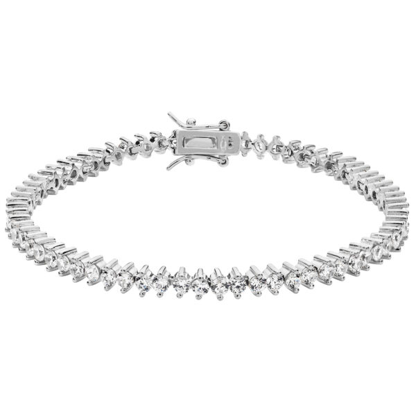 silver cz line bracelet
