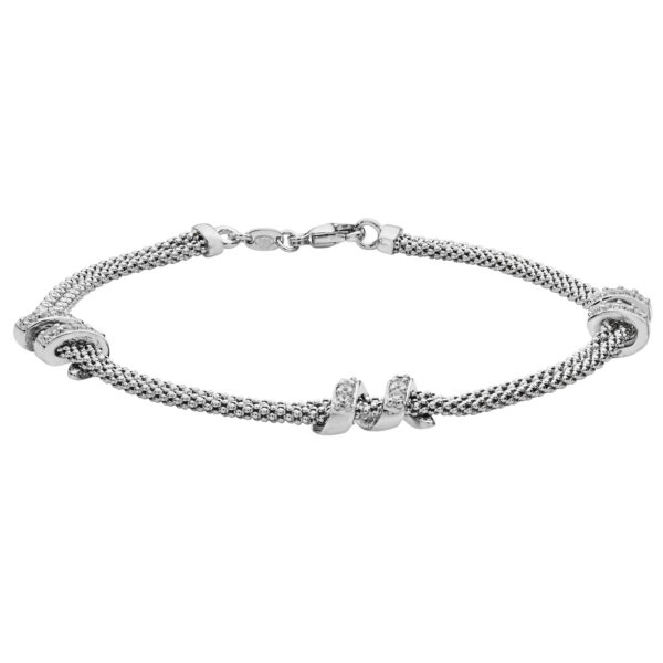 sterling silver mesh cz set bracelet