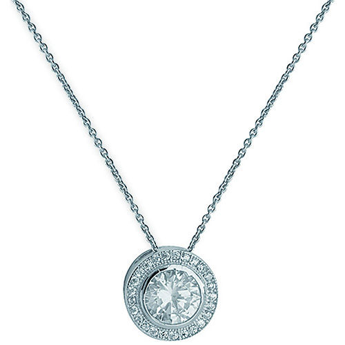 sterling silver halo style pendant and chain