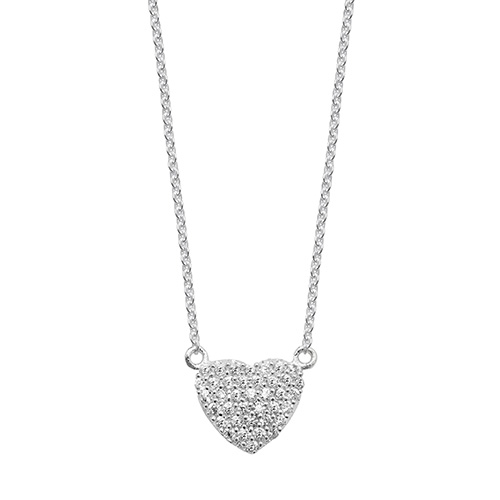 sterling silver cz heart pendant and chain