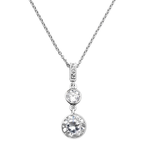 sterling silver cz drop pendant and chain