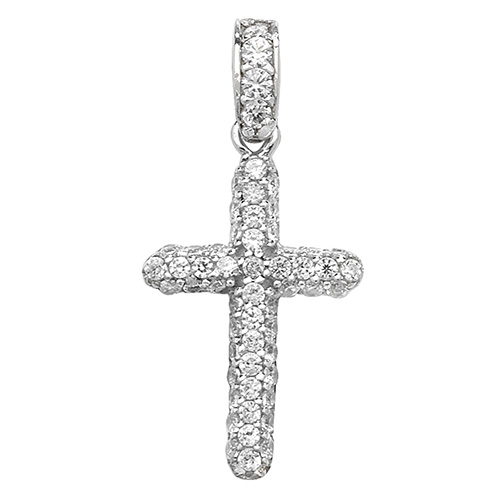 9 carat white gold cz cross