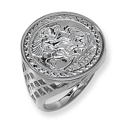 sterling silver st george coin ring
