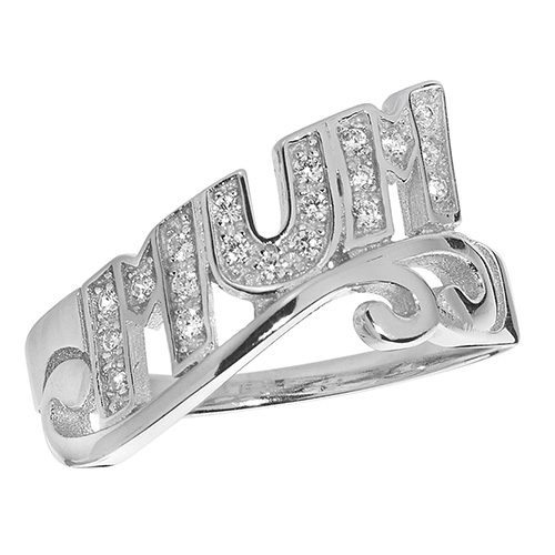 Sterling Silver Cz Mum Ring