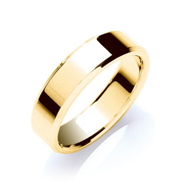 6mm Bevelled Edge Flat Court Wedding Ring