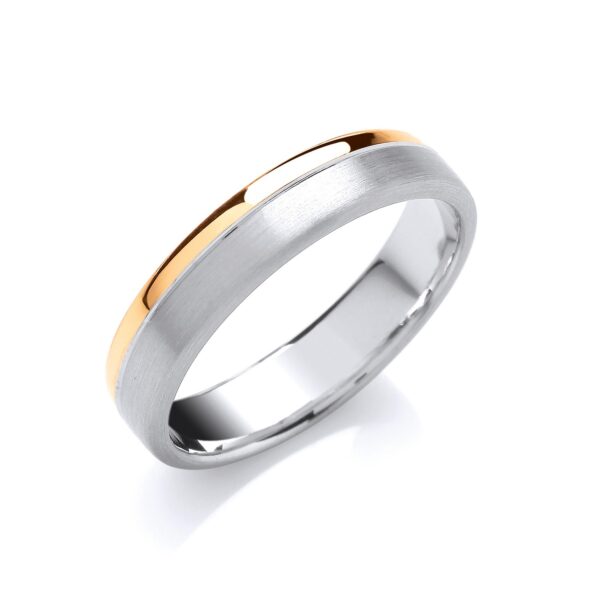 Yellow & White Gold Two Colour Single Track Wedding Ring