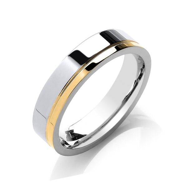 %mm Two Colour Gold Patterned wedding Ring