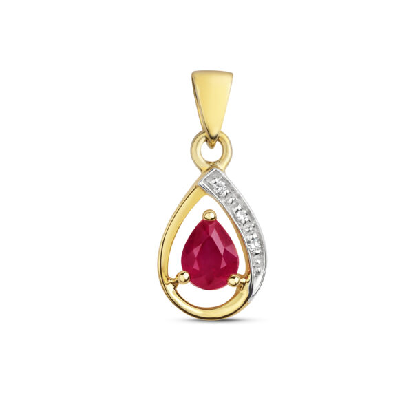 9 carat yellow gold ruby and diamond pendant