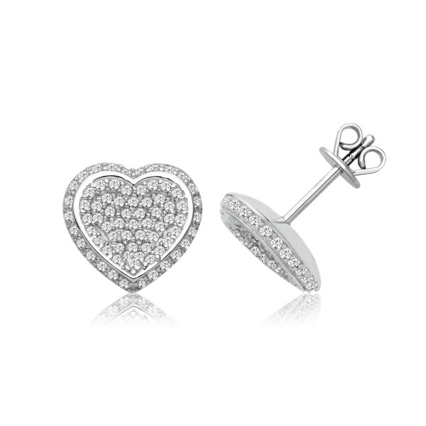 Silver Cubic Zirconia Heart Earrings