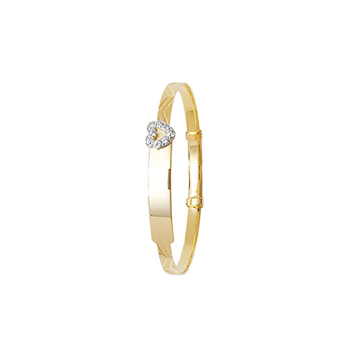 9 carat yellow gold cz id bracelet