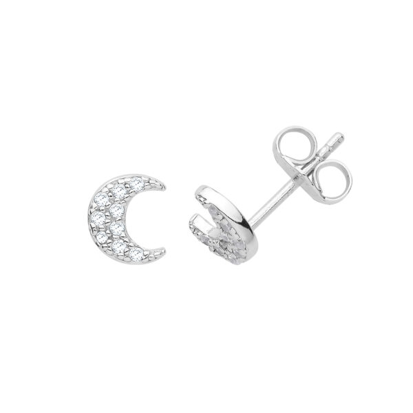 sterling silver moon cz earrings