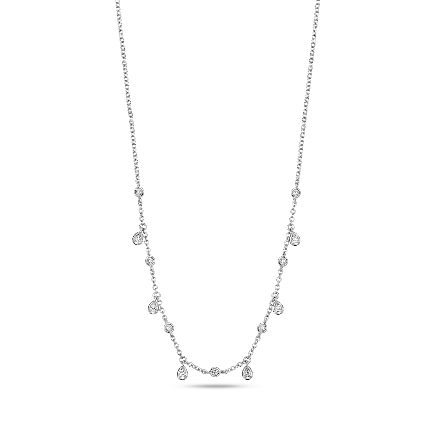 18ct White Gold Pear Shaped Necklet - Northumberland Goldsmiths