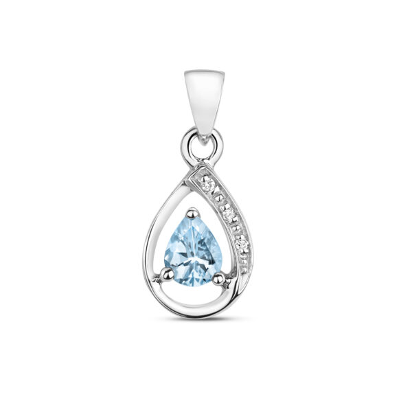 9ct white gold aquamarine and diamond pendant