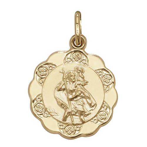 9 carat yellow gold st christopher pendant