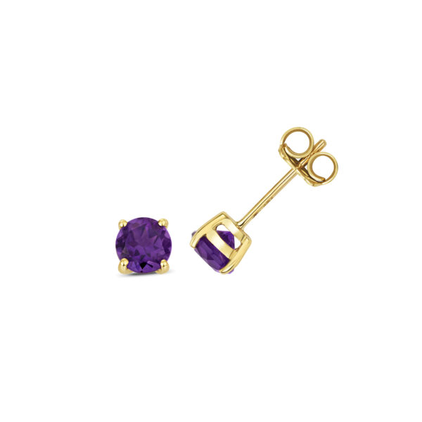 9 carat yellow gold amethyst round earrings