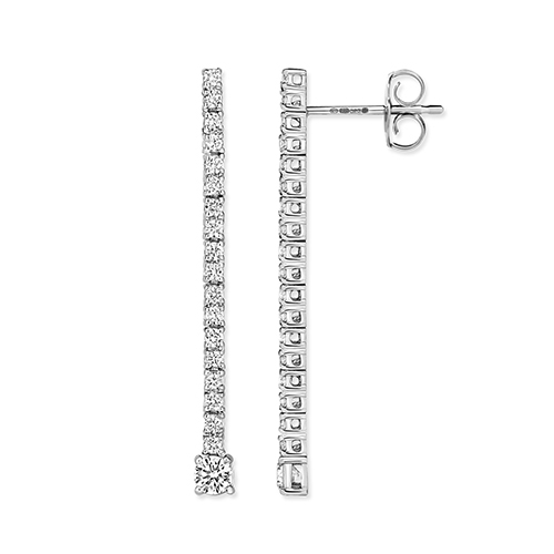 18 carat white gold diamond drop earrings