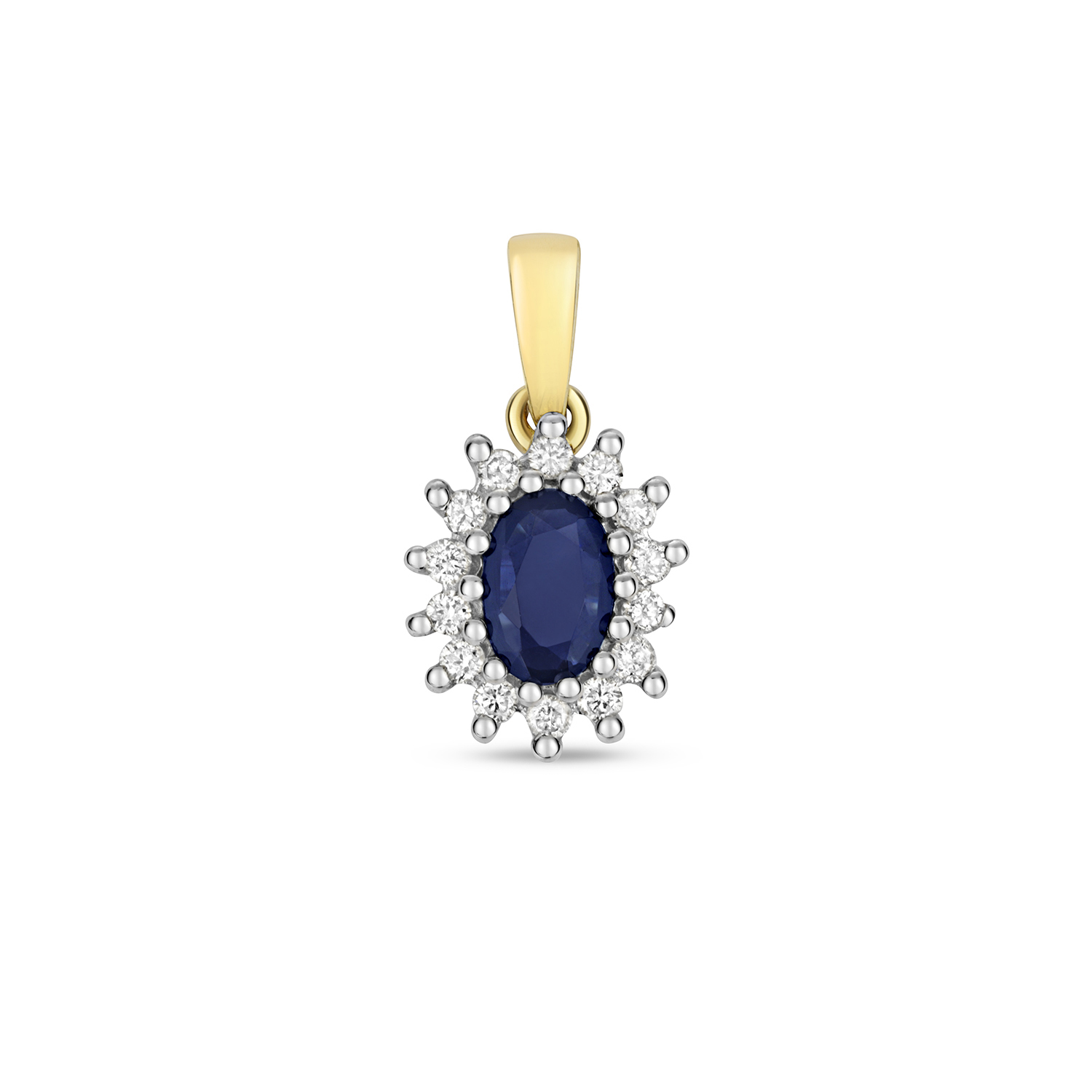 9ct Gold Sapphire Diamond Cluster Pendant Northumberland Goldsmiths