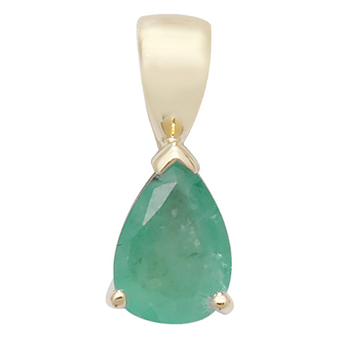 9 carat yellow gold pear shape emerald pendant