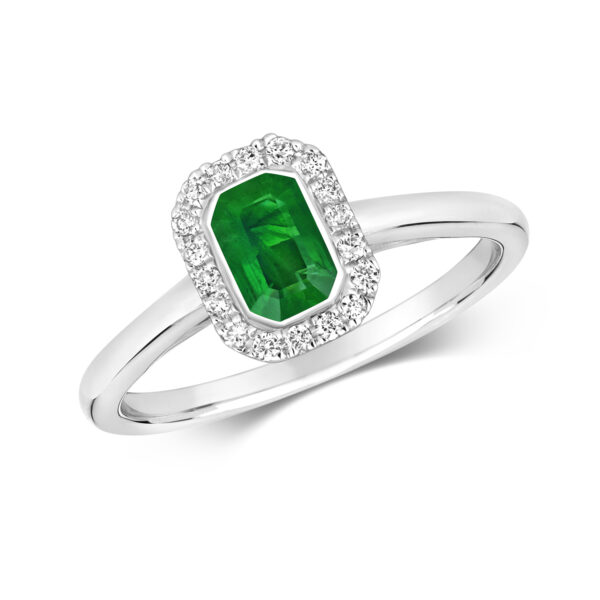 emerald and diamond cluster ring