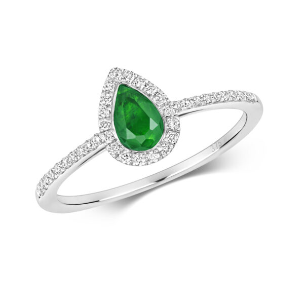 9 carat white gold emerald and diamond ring