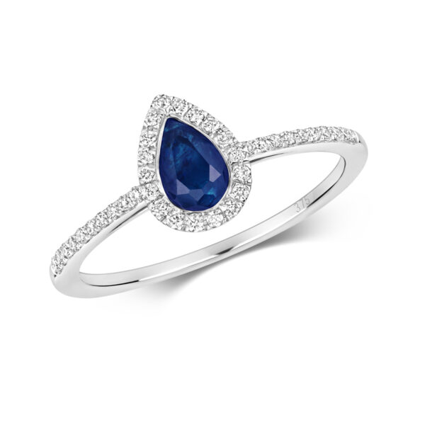 9 carat white gold sapphire and diamond ring