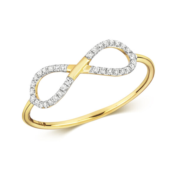 9 carat yellow gold Diamond infinity ring
