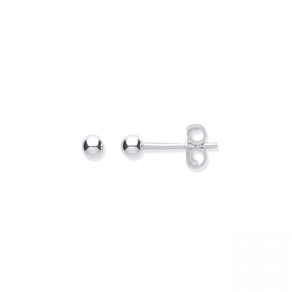 3mm ball stud earrings sterling silver